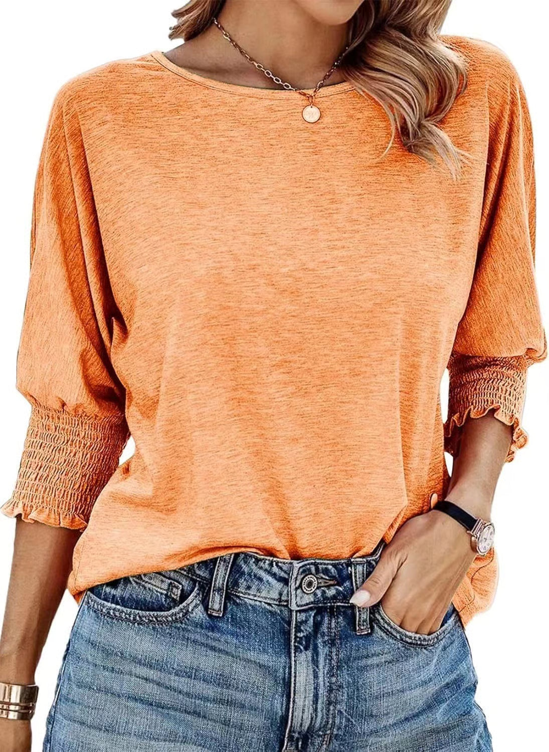 Cute Crewneck Tops 3-4 Sleeve Shirts ~ Effortless comfort and style for every day.
