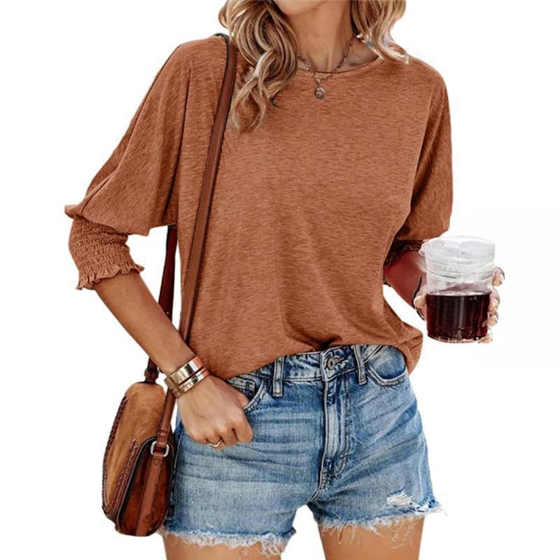 Cute Crewneck Tops 3-4 Sleeve Shirts ~ Effortless comfort and style for every day.
