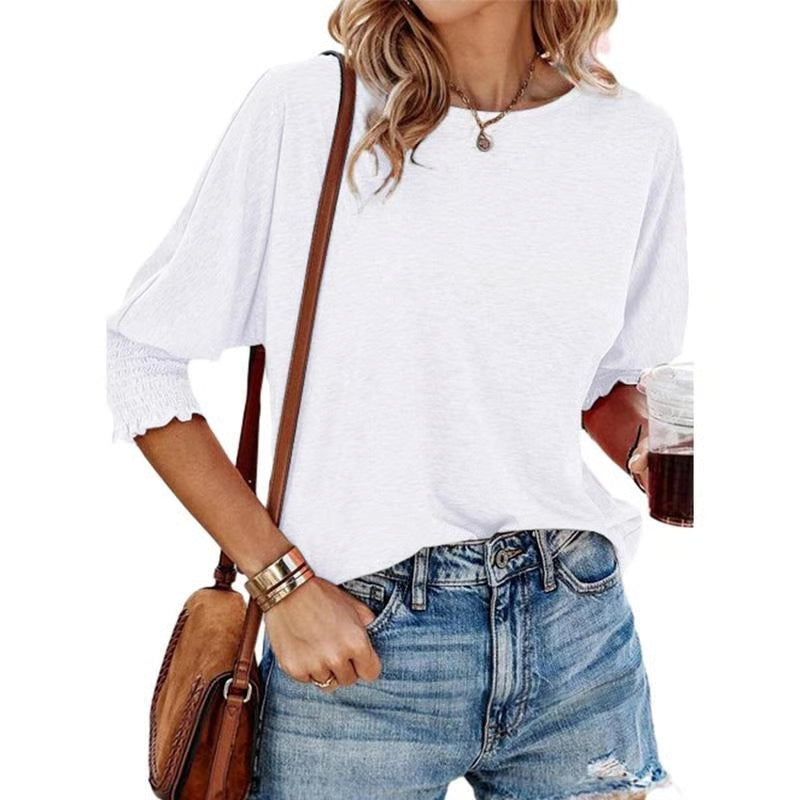 Cute Crewneck Tops 3-4 Sleeve Shirts ~ Effortless comfort and style for every day.