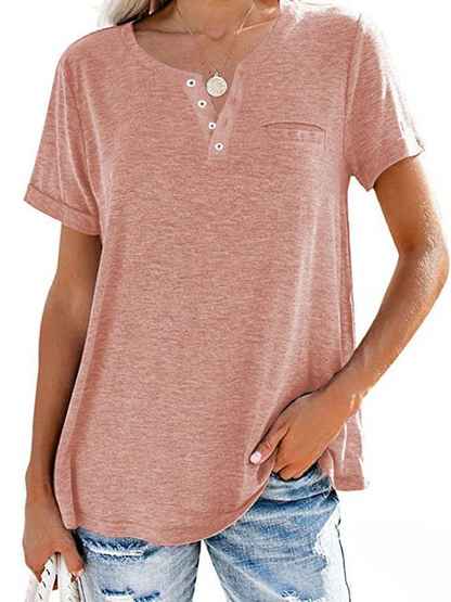 Solid Color Pocket Short Sleeve T-Shirt ~ Soft, breathable, and easy to style