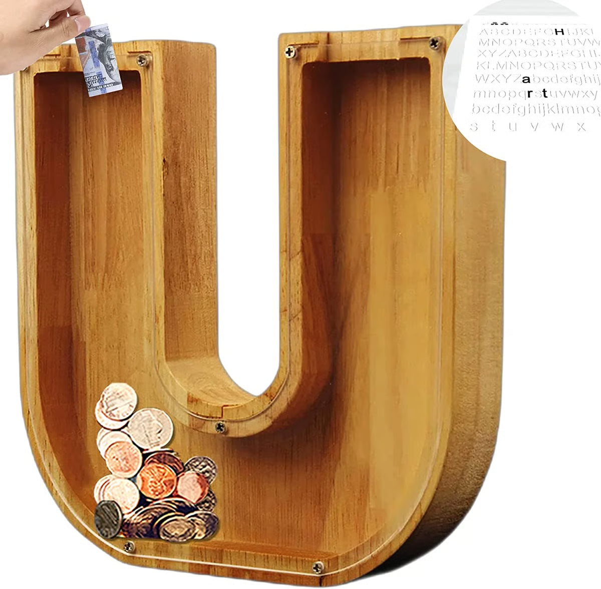 Wooden Letter Piggy Bank ~ Turn everyday coins into lasting memories.