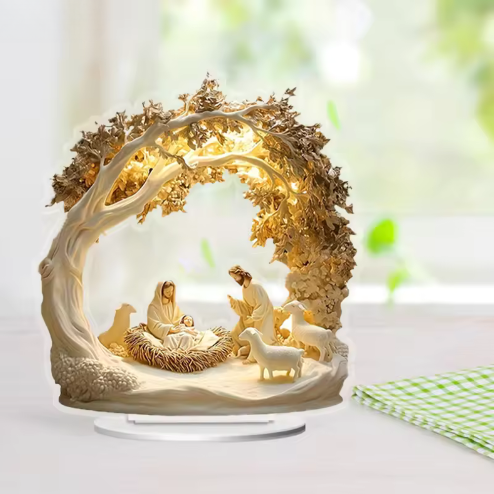 Holy Family Under Tree Nativity Statue