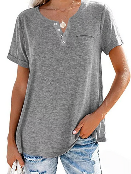 Solid Color Pocket Short Sleeve T-Shirt ~ Soft, breathable, and easy to style