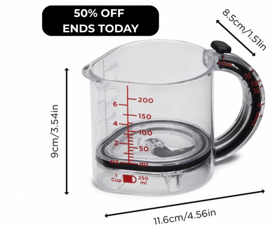 4-in-1 Adjustable Measuring Cup ~ From flour to honey, one cup rules them all.