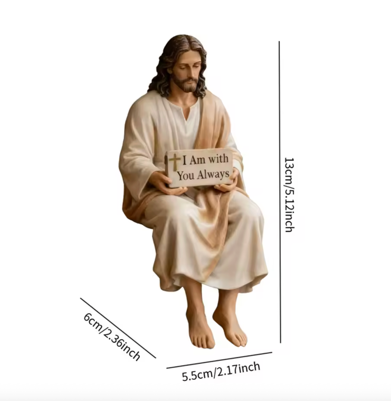Hand-Painted Resin Jesus Figurine ! A Daily Reminder You Are Never Alone.