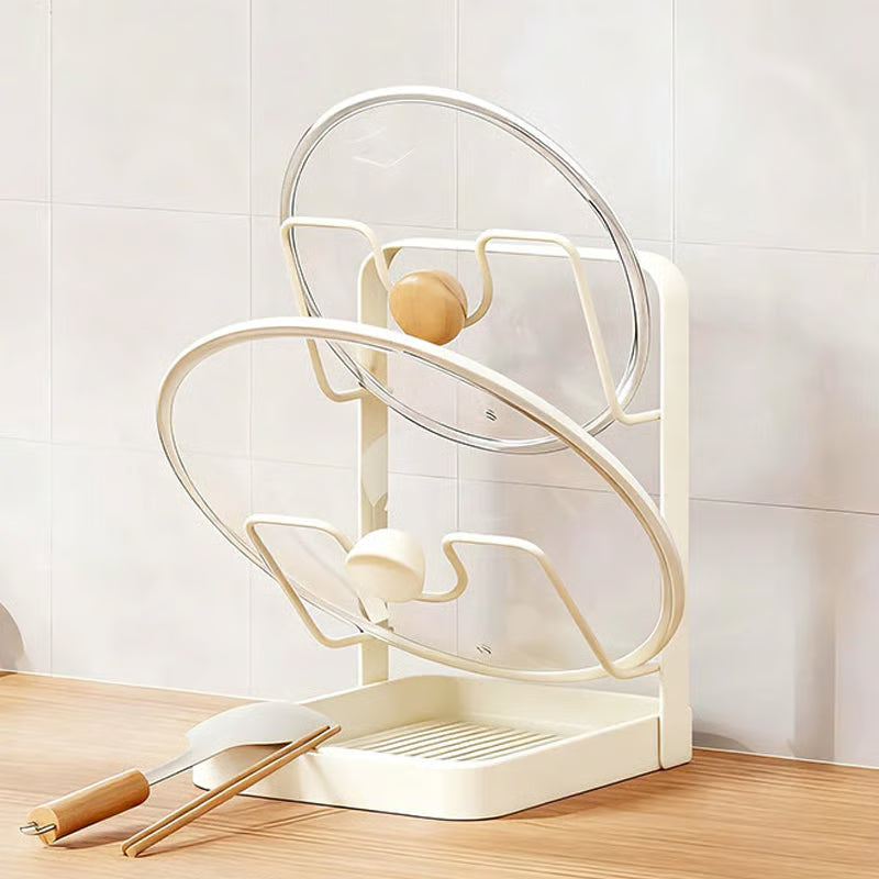 Kitchen Pot Lid Storage Rack ~ Instantly organize lids and keep counters dry.