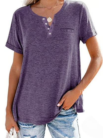 Solid Color Pocket Short Sleeve T-Shirt ~ Soft, breathable, and easy to style