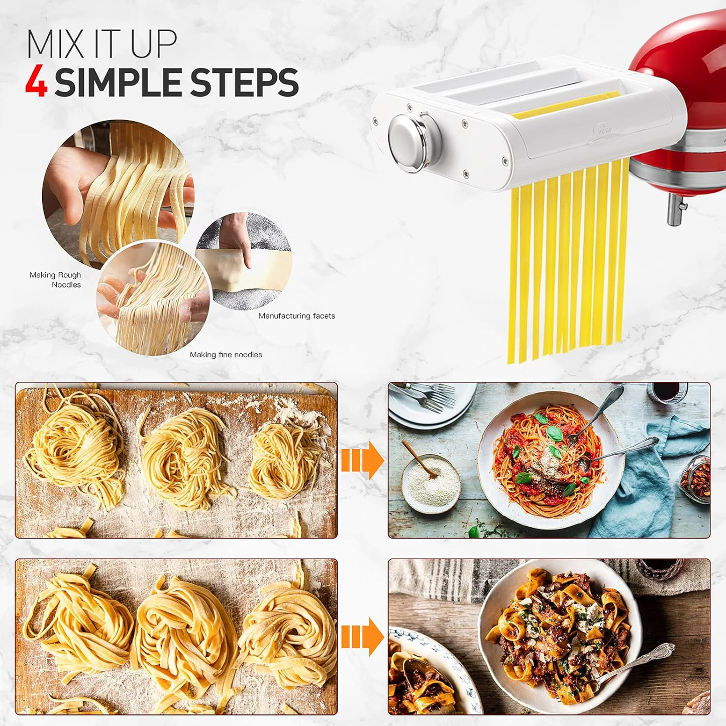 3-in-1 Pasta Maker for Stand Mixers ~ Fresh homemade pasta in minutes.