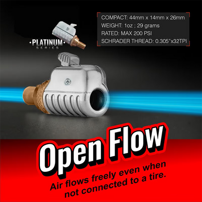 Quick-Connect Tire Chuck ~ Inflate tires faster with a leak-free push connection.