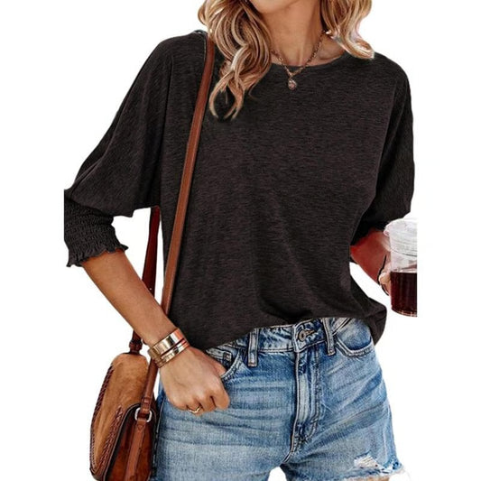 Cute Crewneck Tops 3-4 Sleeve Shirts ~ Effortless comfort and style for every day.