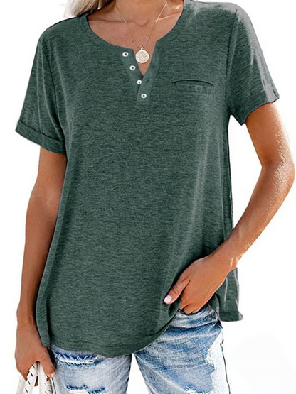 Solid Color Pocket Short Sleeve T-Shirt ~ Soft, breathable, and easy to style