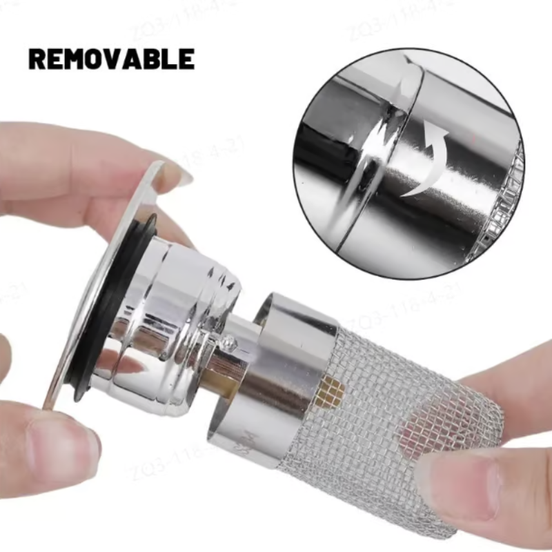 Sink Drain Strainer ~ Effortless Switch between Draining and Sealing in a Snap