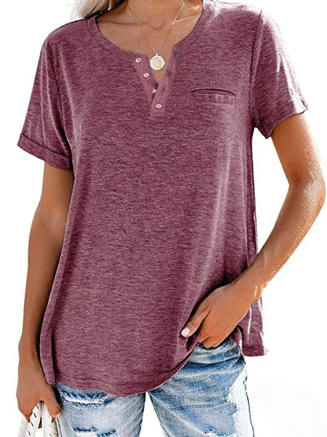 Solid Color Pocket Short Sleeve T-Shirt ~ Soft, breathable, and easy to style