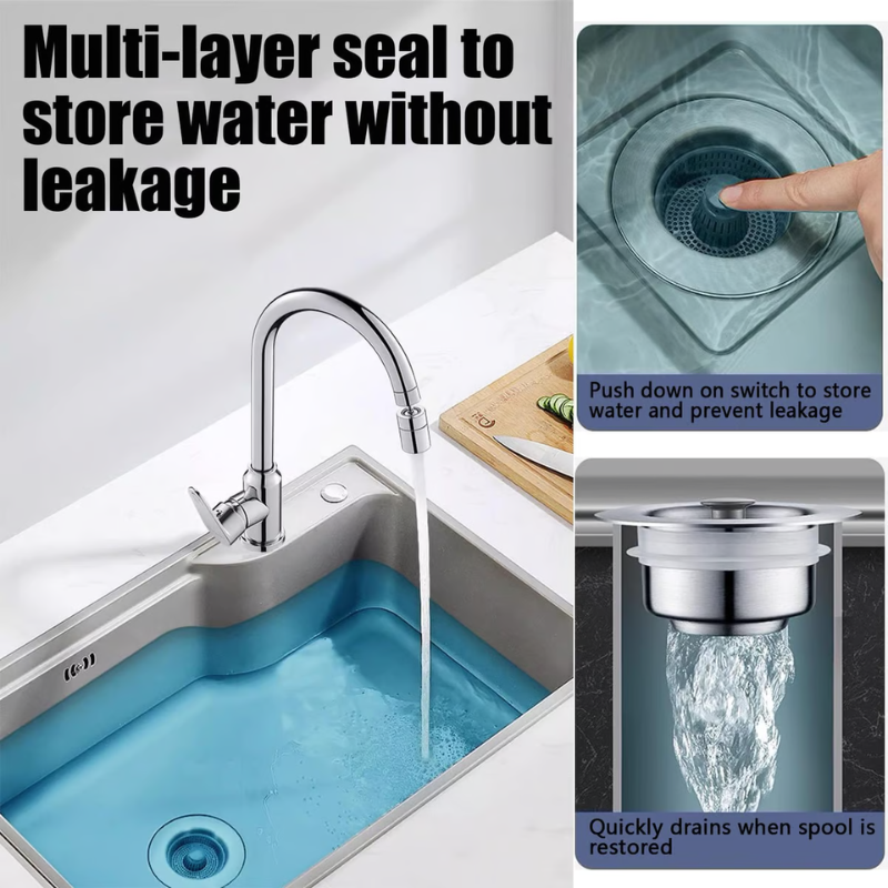 3-in-1 Stainless Steel Sink Drain Strainer ~ Prevent Clogs, Stop Odors & Keep Water Flowing Smoothly-