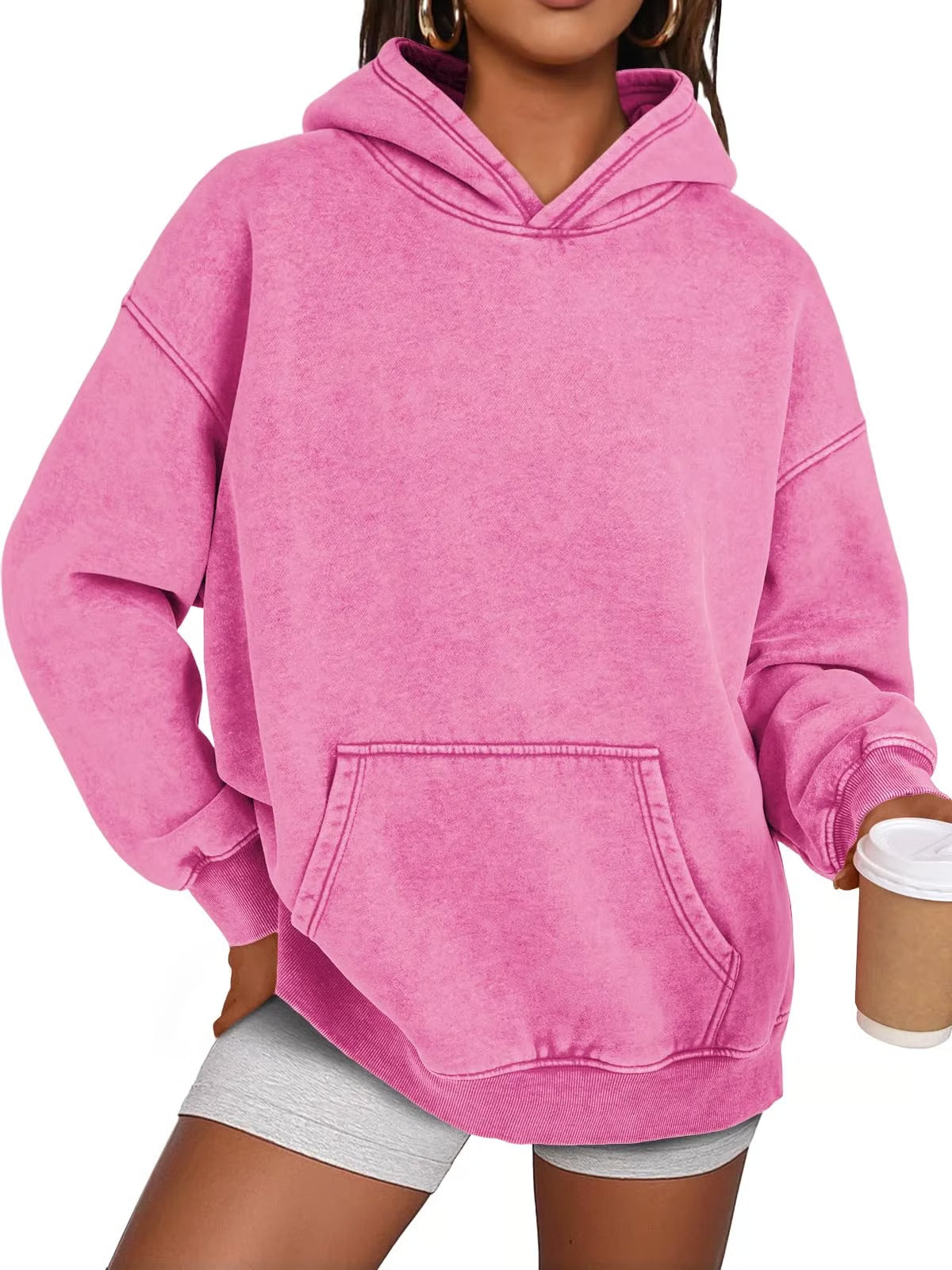Unisex Casual Oversized Acid Wash Hoodie ~ Laid-back style with all-day comfort.