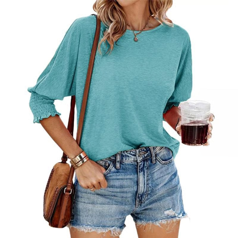 Cute Crewneck Tops 3-4 Sleeve Shirts ~ Effortless comfort and style for every day.