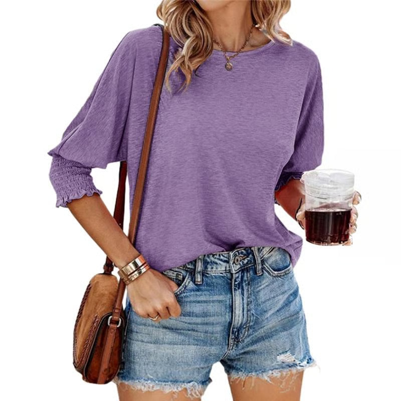 Cute Crewneck Tops 3-4 Sleeve Shirts ~ Effortless comfort and style for every day.