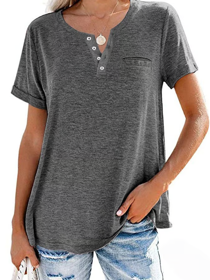 Solid Color Pocket Short Sleeve T-Shirt ~ Soft, breathable, and easy to style