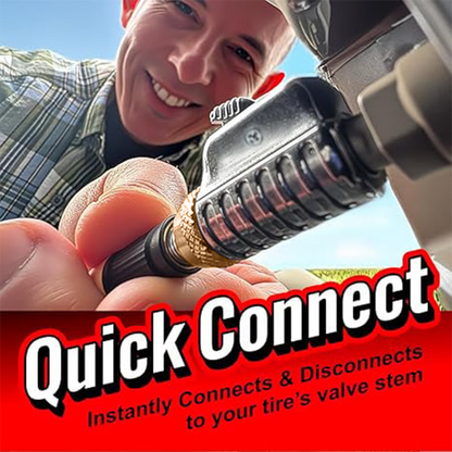 Quick-Connect Tire Chuck ~ Inflate tires faster with a leak-free push connection.