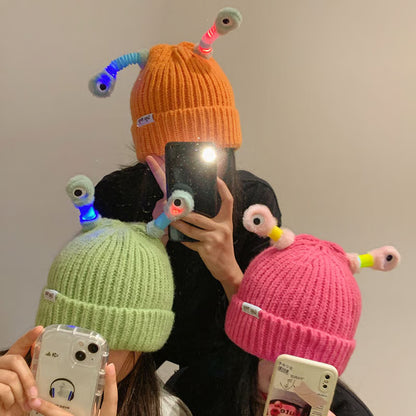 Glowing Little Monster Knit Hat ~ Light up every winter night with warmth and fun.