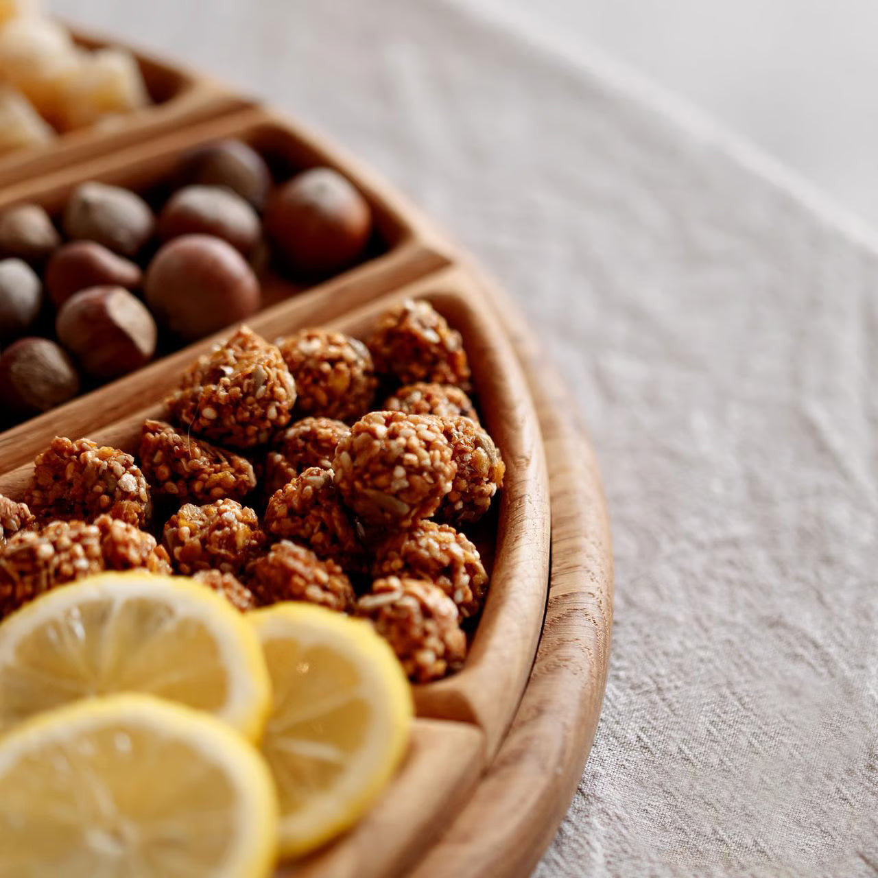 Puzzle Serving Tray ~ Modular oak design that transforms snacks into art.