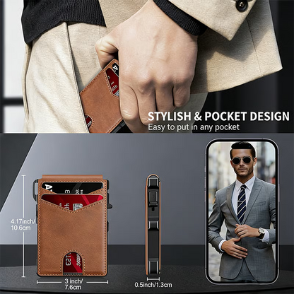 Smart Pop-Up Wallet ~ Instant card access with slim RFID protection.
