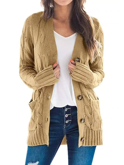 Long Sleeve Button Down Cable Knit Cardigan ~ Cozy fall favorite for work or weekends.