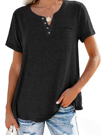 Solid Color Pocket Short Sleeve T-Shirt ~ Soft, breathable, and easy to style
