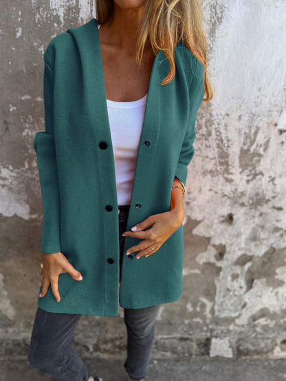 Casual Single Breasted Hooded Jacket ~ Throw-on style for breezy spring & autumn days.