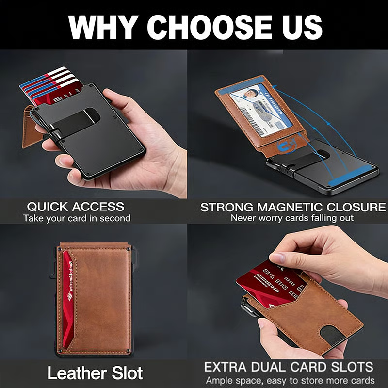Smart Pop-Up Wallet ~ Instant card access with slim RFID protection.