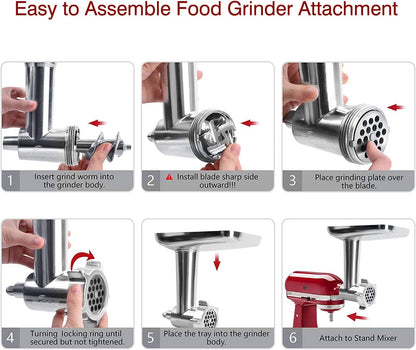 Metal Meat Grinder Attachment for Stand Mixers ~ Faster Prep, Cleaner Results, Zero Effort.