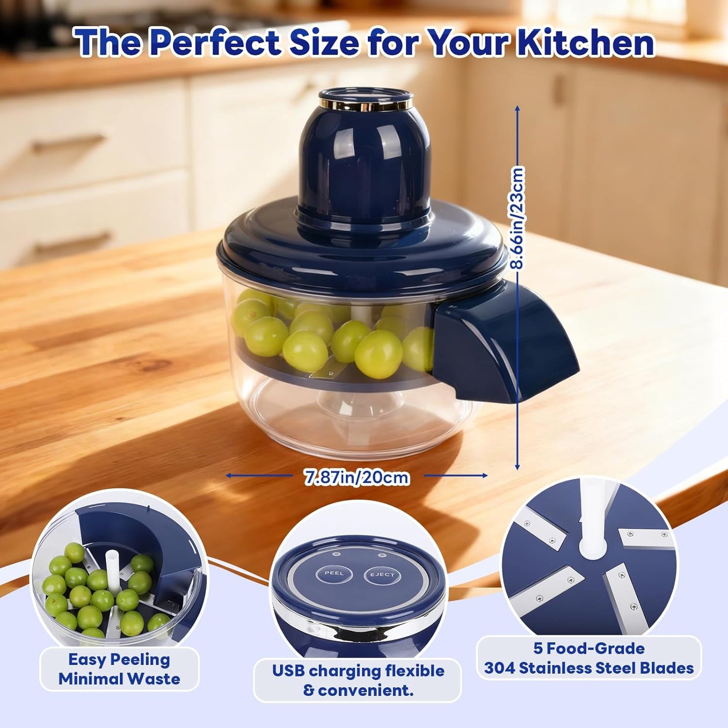 Automatic Peeler ~ Peel delicate skins evenly without bruising or waste.
