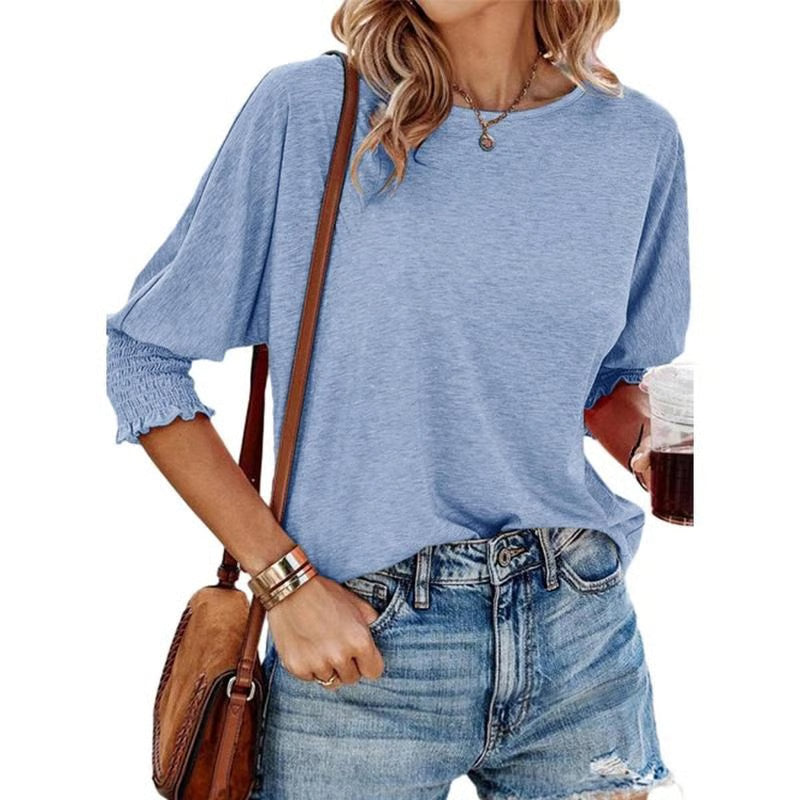 Cute Crewneck Tops 3-4 Sleeve Shirts ~ Effortless comfort and style for every day.