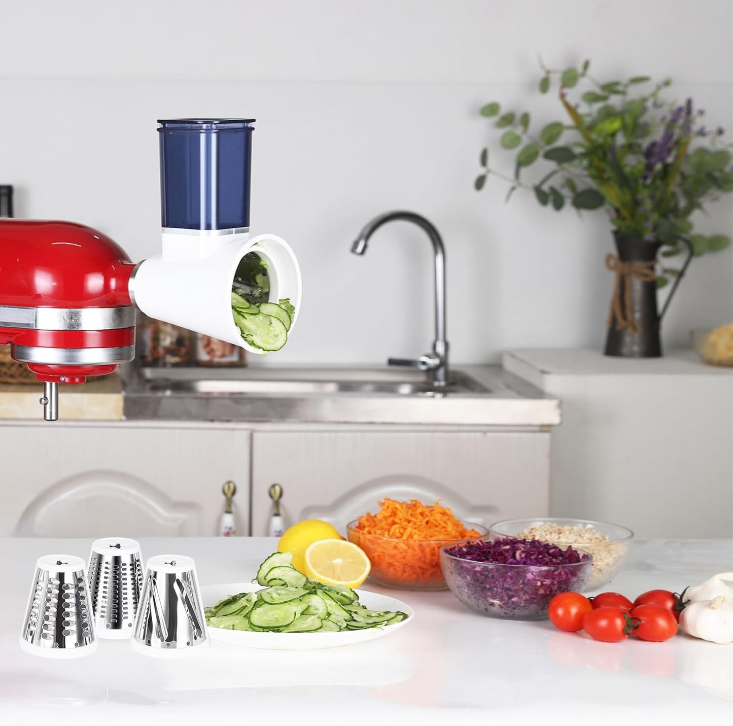 Slicer/Shredder Attachment for Stand Mixers ~ Turn your stand mixer into a meal-prep pro.
