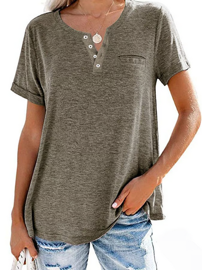 Solid Color Pocket Short Sleeve T-Shirt ~ Soft, breathable, and easy to style