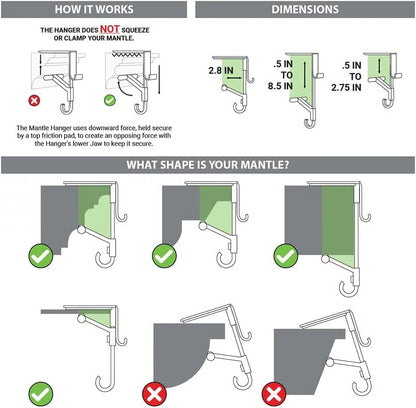 2-in-1 Garland and Stocking Hangers ~ Secure holiday décor without nails or mess.
