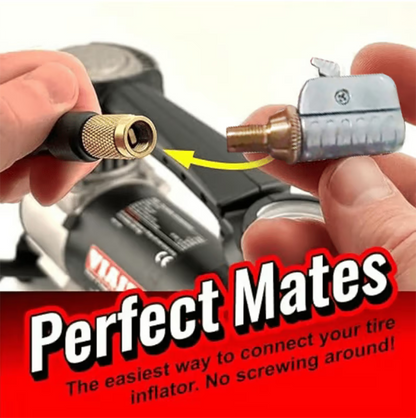 Quick-Connect Tire Chuck ~ Inflate tires faster with a leak-free push connection.