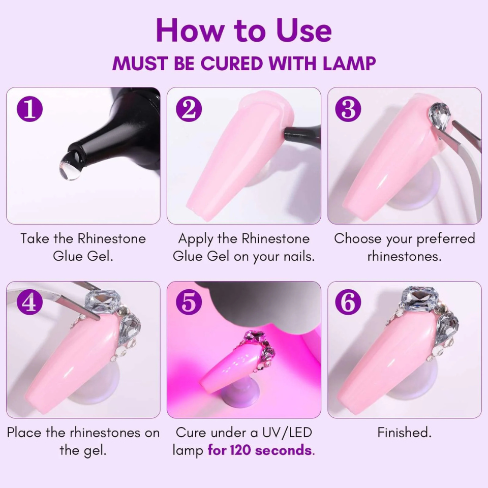 Super Strong Rhinestone Nail Glue ~ Flawless nail art that lasts for weeks