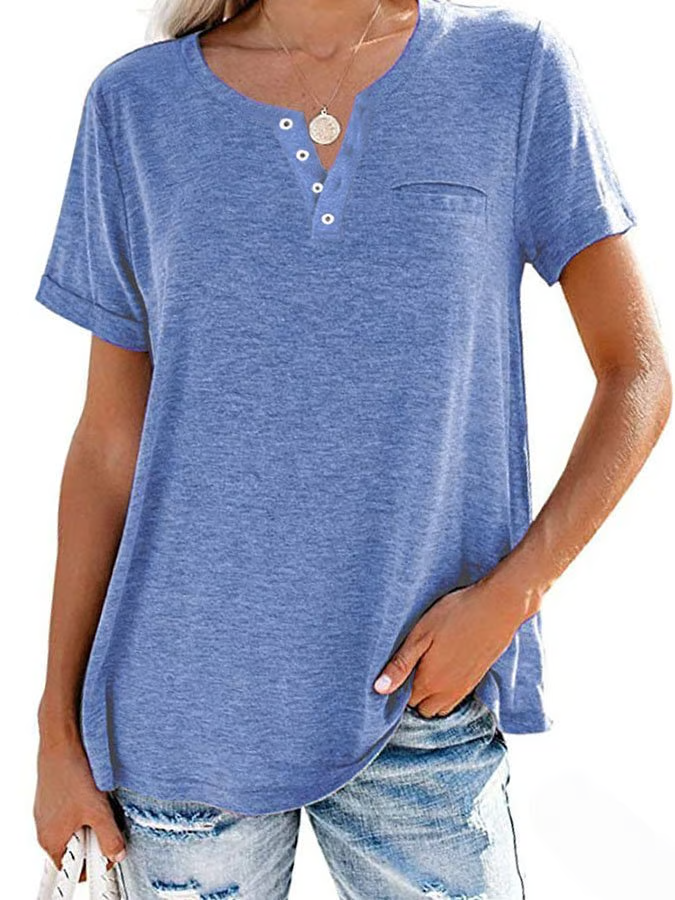 Solid Color Pocket Short Sleeve T-Shirt ~ Soft, breathable, and easy to style
