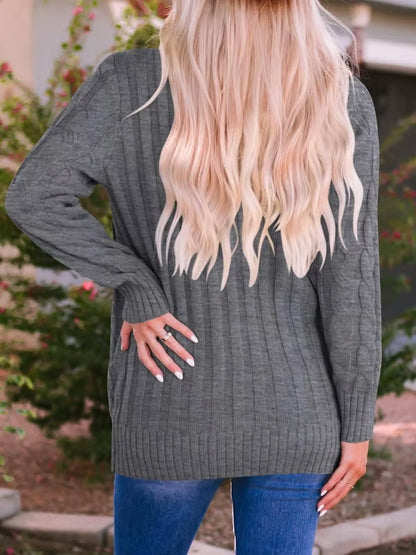Long Sleeve Button Down Cable Knit Cardigan ~ Cozy fall favorite for work or weekends.