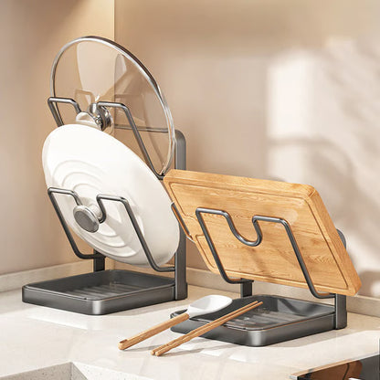 Kitchen Pot Lid Storage Rack ~ Instantly organize lids and keep counters dry.