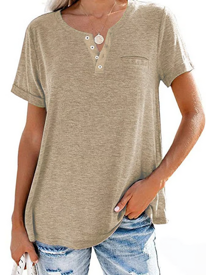 Solid Color Pocket Short Sleeve T-Shirt ~ Soft, breathable, and easy to style
