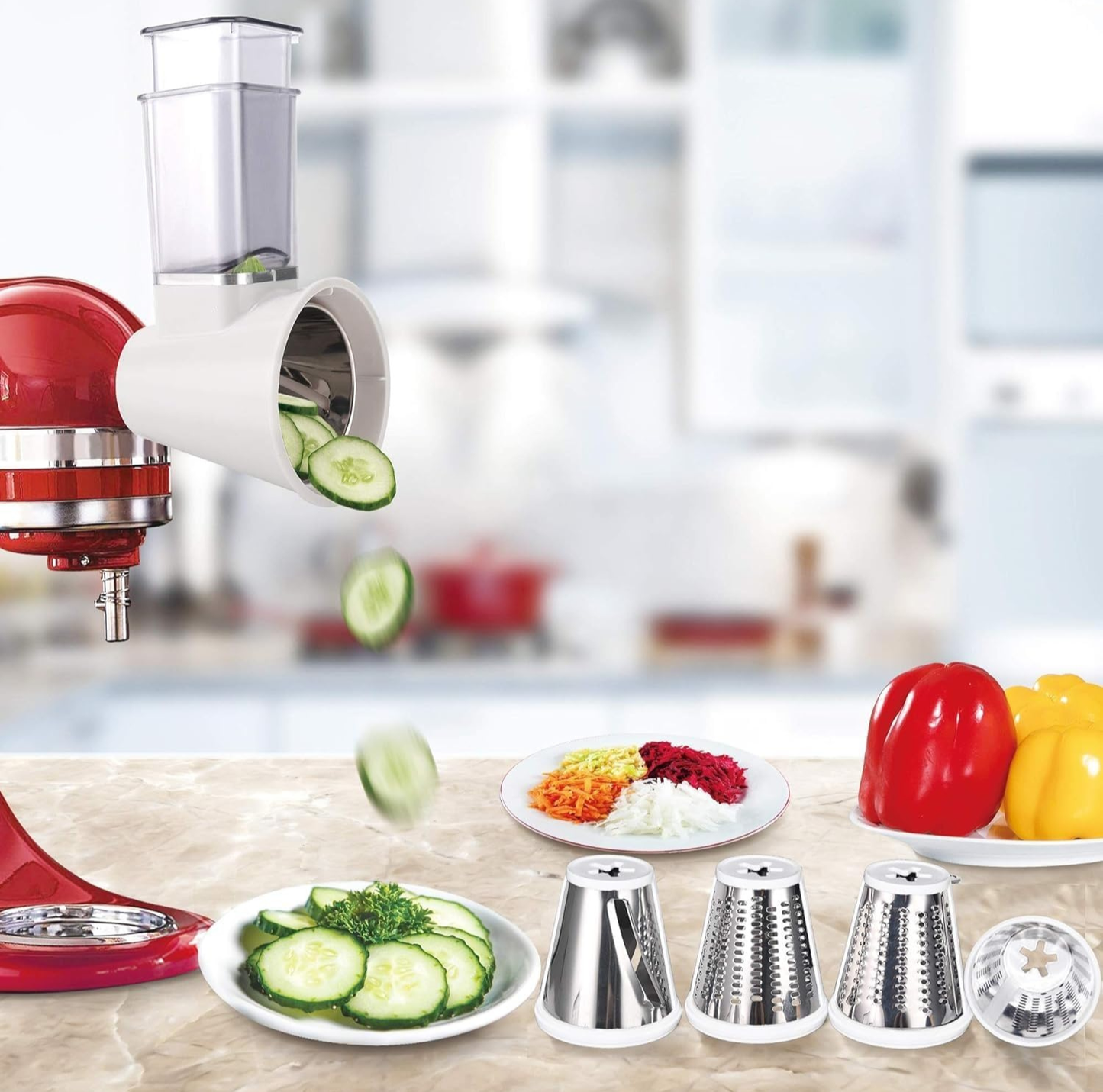 Slicer/Shredder Attachment for Stand Mixers ~ Turn your stand mixer into a meal-prep pro.