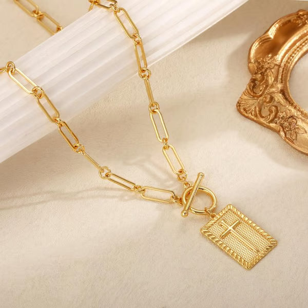 Cross Pendant Paperclip Chain Necklace ~ A bold reminder of God’s presence.