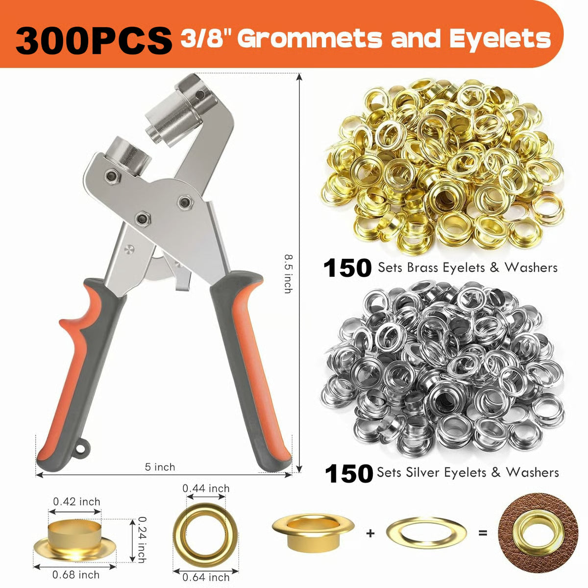 Grommet Tool Kit ~ Punch & set eyelets in one squeeze.