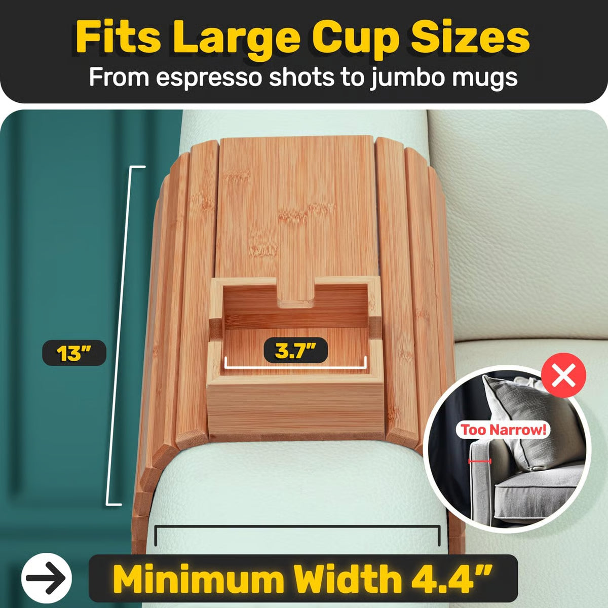Wood Couch Cup Holder ~ Turn your armrest into the VIP lounge.