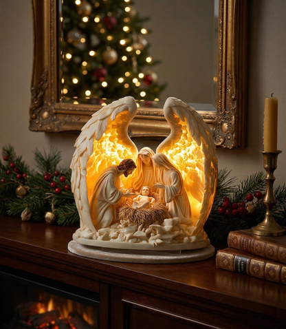 Angel Wing Nativity Scene Light Statue ~ A calm, glowing presence for your space.