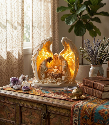 Angel Wing Nativity Scene Light Statue ~ A calm, glowing presence for your space.