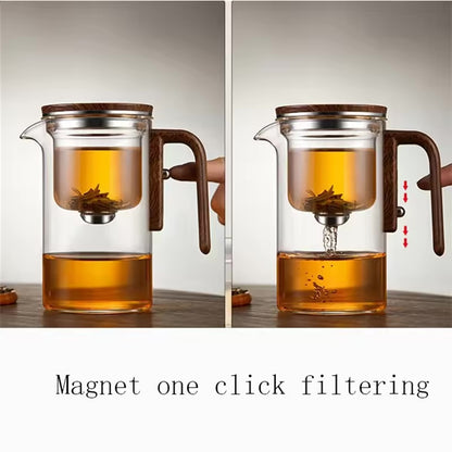 Magnetic Switch Glass Tea Pot ~ Smooth, Leaf-Free Tea in Seconds-