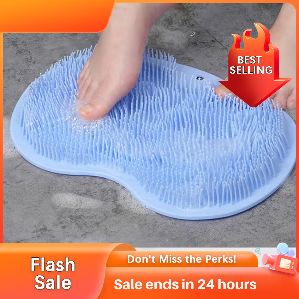 Silicone Shower Foot Scrubber Mat ~ Clean and massage feet hands-free in seconds.